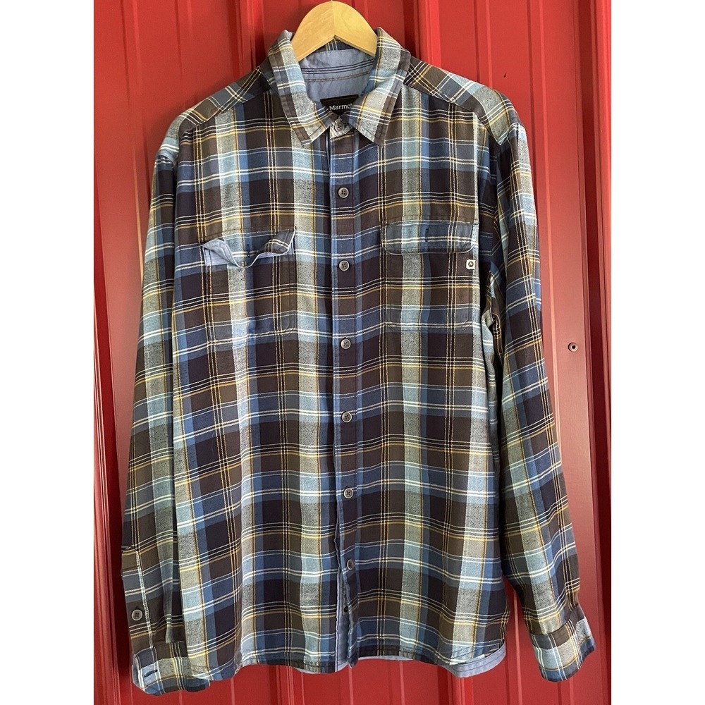 Marmot Shirt Flannel Plaid Lightweight‎ Button Up Hiking Fishing Mens XL